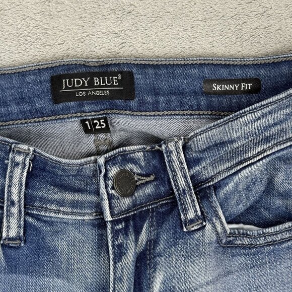 JUDY BLUE Skinny Fit Womens High Waist Stretchy Denim Jeans Blue Light Wash 25" - Picture 5 of 9